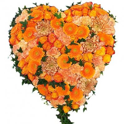 Begravningshjärta Peach - Begravningshjärtan - Skicka begravningsblommor %city%