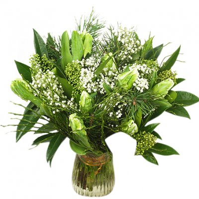 Vita jultulpaner - Julblommor - Skicka blommor med blombud