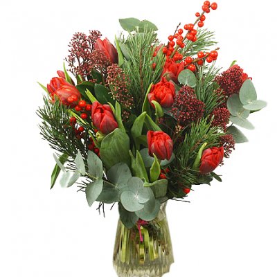 Röda jultulpaner - Julblommor - Skicka Julblommor med blombud %city%